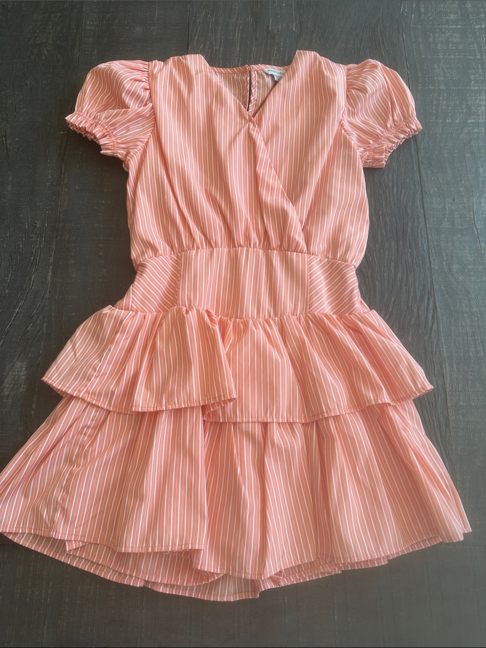 Habitual Orange Striped Tiered Romper Size 14